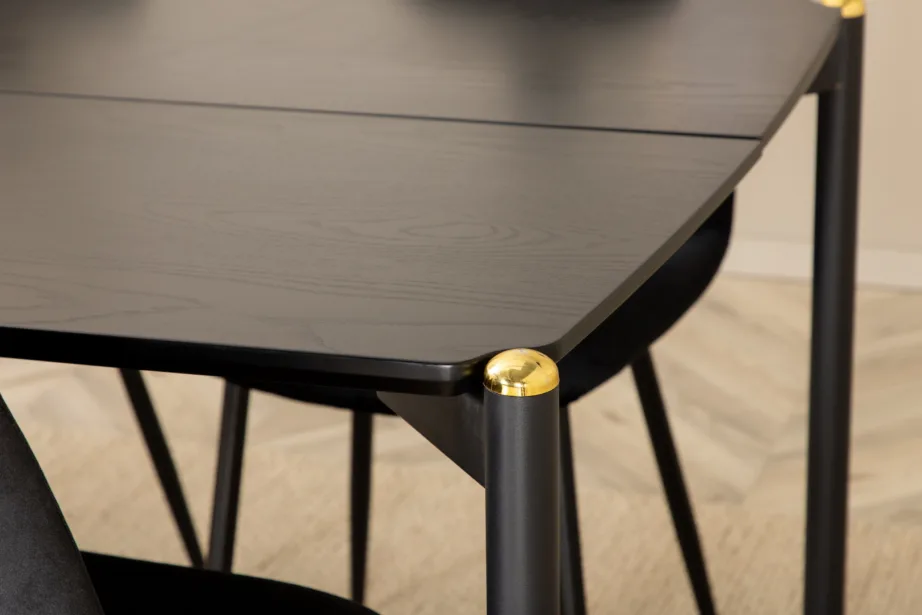 Pelle must ristkülikukujuline söögilaud 6 sametist tooliga, GR22090 – 3