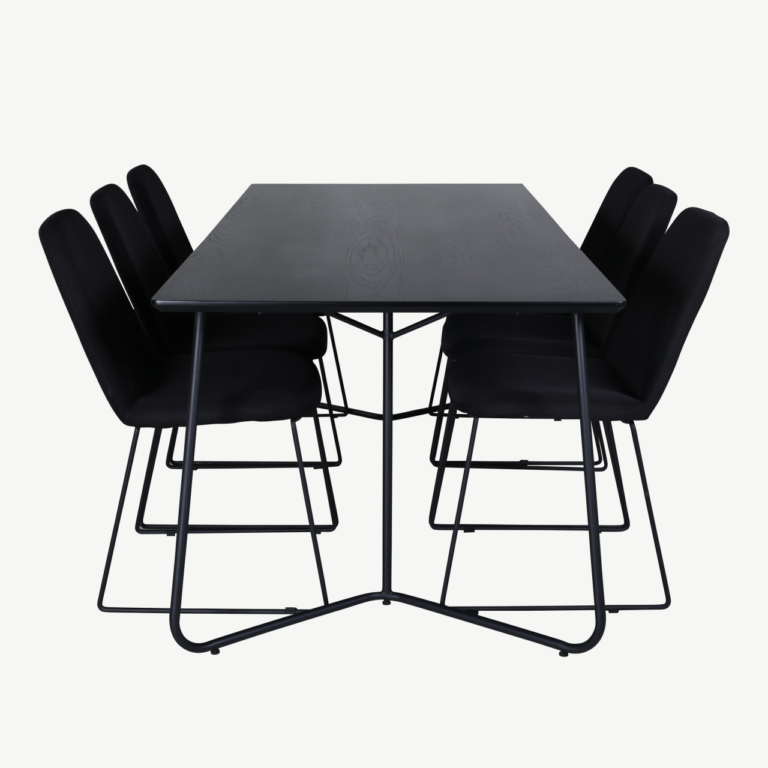 Petra must söögilauakomplekt 6 tooliga (MDF, metall, 190x90 cm) - GR22099