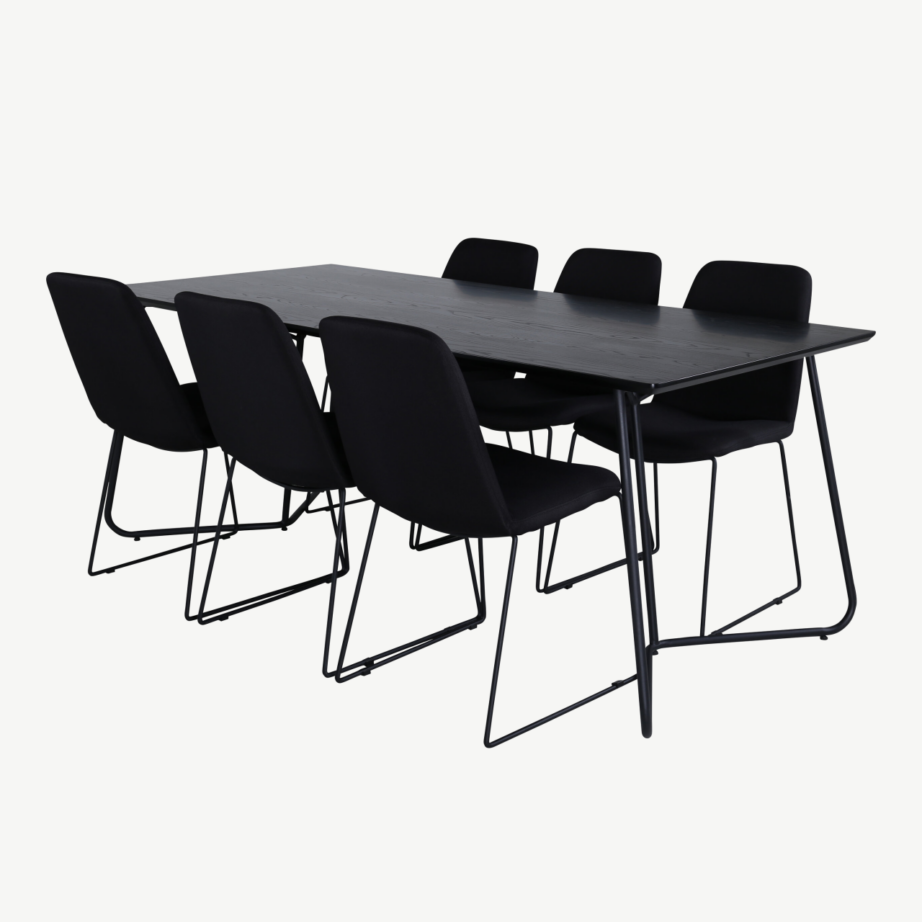 Petra must söögilauakomplekt 6 tooliga (MDF, metall, 190×90 cm), GR22099 – 2