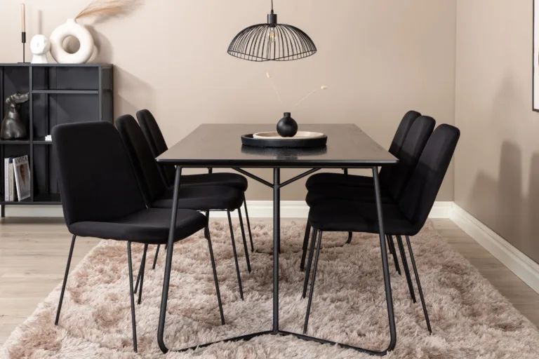 Petra must söögilauakomplekt 6 tooliga (MDF, metall, 190x90 cm) - GR22099