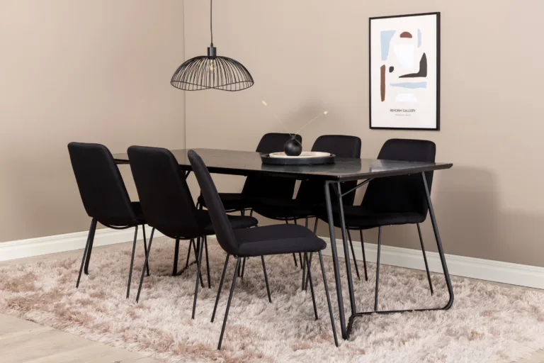 Petra must söögilauakomplekt 6 tooliga (MDF, metall, 190x90 cm) - GR22099