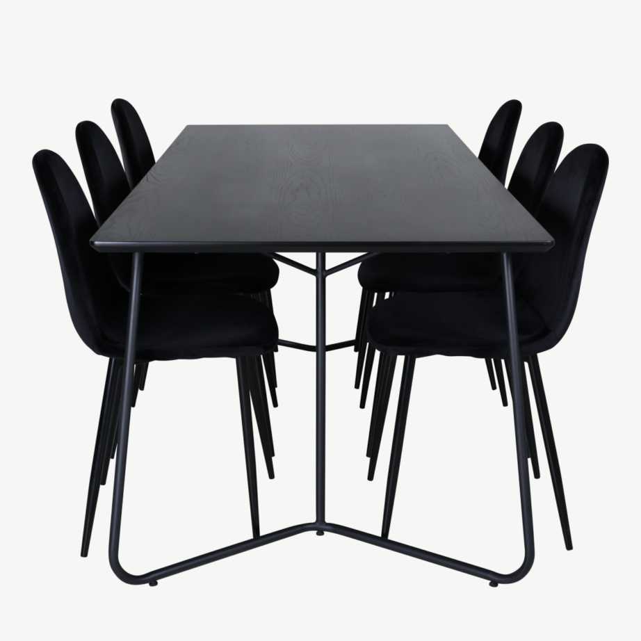 Must söögilaua ja 6 tooliga komplekt Petra-Polar (MDF, samet, metall), GR22101