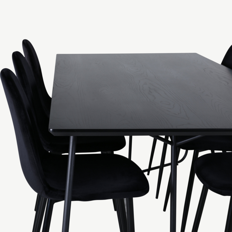 Must söögilaua ja 6 tooliga komplekt Petra-Polar (MDF, samet, metall) - GR22101