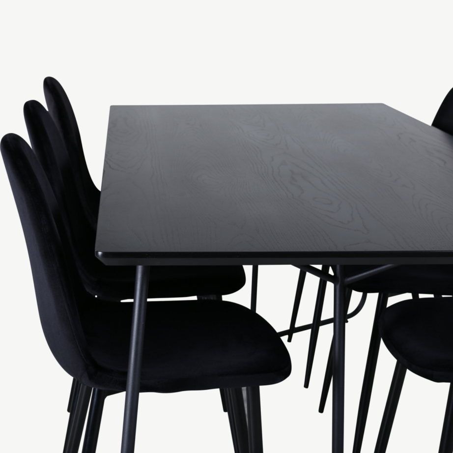 Must söögilaua ja 6 tooliga komplekt Petra-Polar (MDF, samet, metall), GR22101 – 3