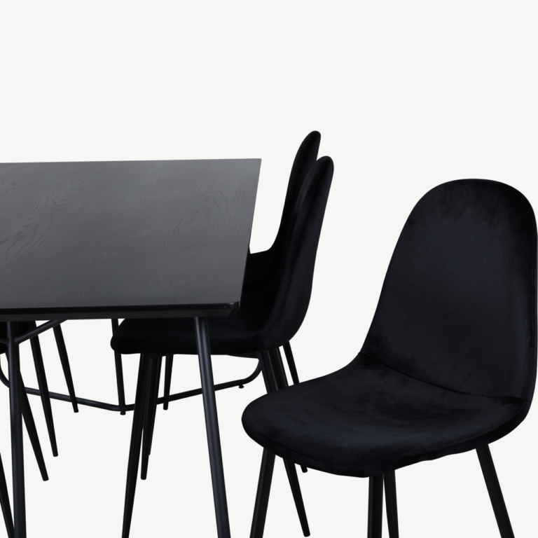Must söögilaua ja 6 tooliga komplekt Petra-Polar (MDF, samet, metall) - GR22101