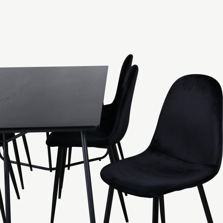 Must söögilaua ja 6 tooliga komplekt Petra-Polar (MDF, samet, metall), GR22101 – 4