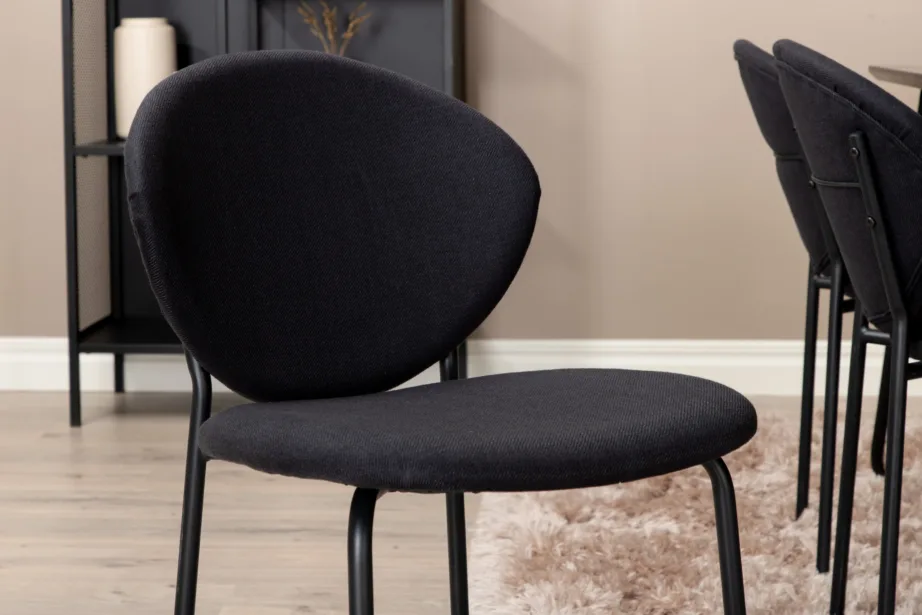 Petra söögilauakomplekt kuuele, must MDF ja metall, GR22102 – 10