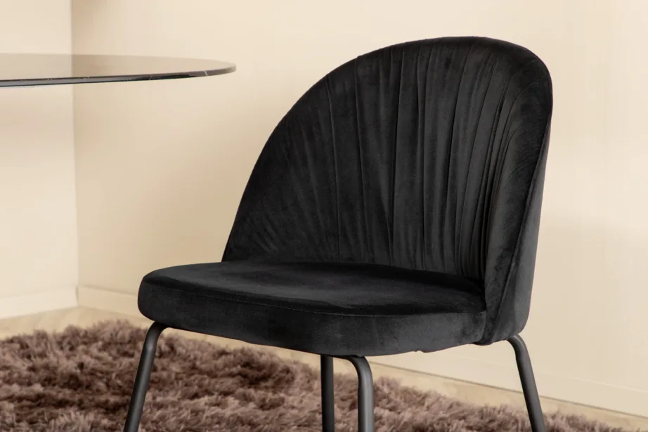 Ovaalne söögilauakomplekt Pillan (musta klaasiga laud, mustad samettoolid), GR22128 – 9