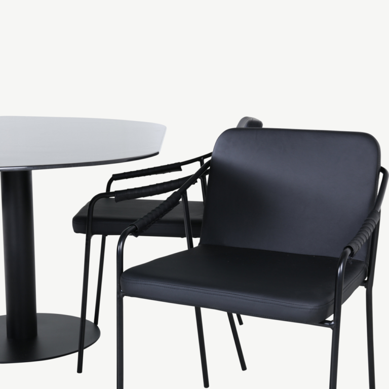 Ovaalne söögilauakomplekt Pillan (must klaas, 4 musta PU tooli) - GR22130