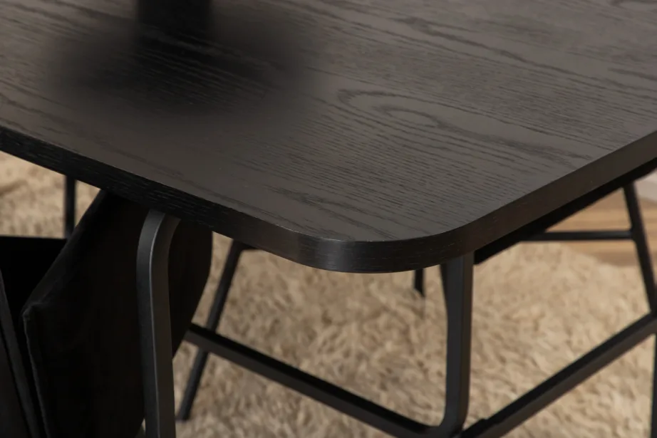 Must ristkülikukujuline söögitoakomplekt Uno lauaga ja nelja pehme sametist Petra tooliga, GR22156 – 10