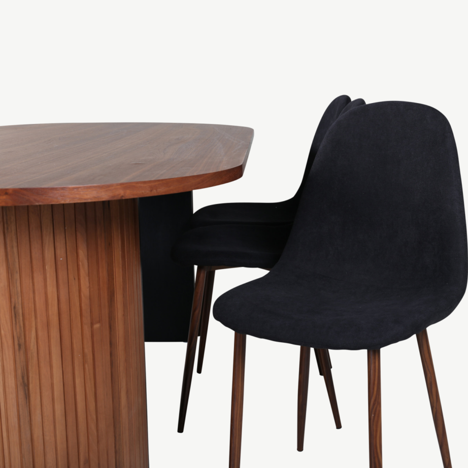 Ovaalne pähklispooniga söögilaud Bianca ja 6 musta Polar tooli, GR22186 – 4