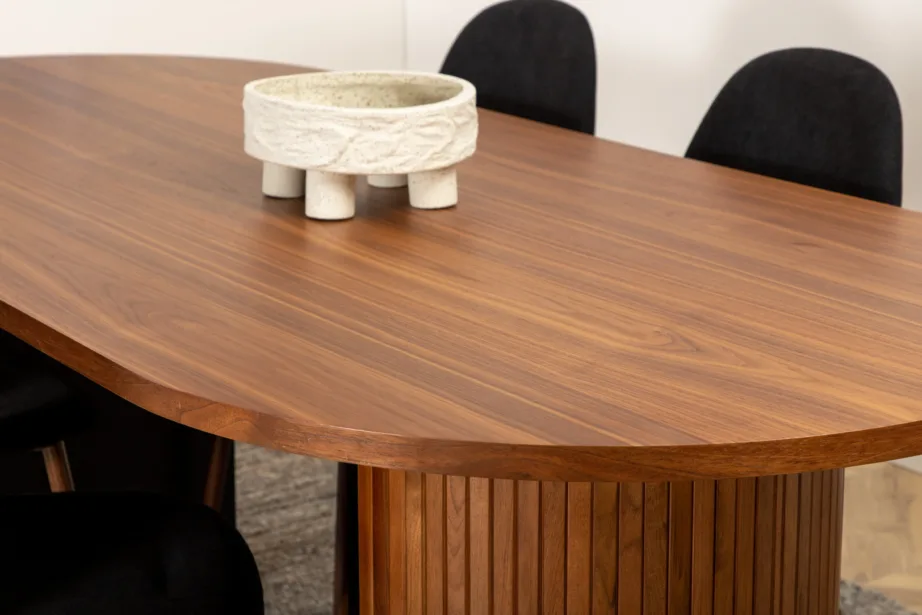 Ovaalne pähklispooniga söögilaud Bianca ja 6 musta Polar tooli, GR22186 – 7