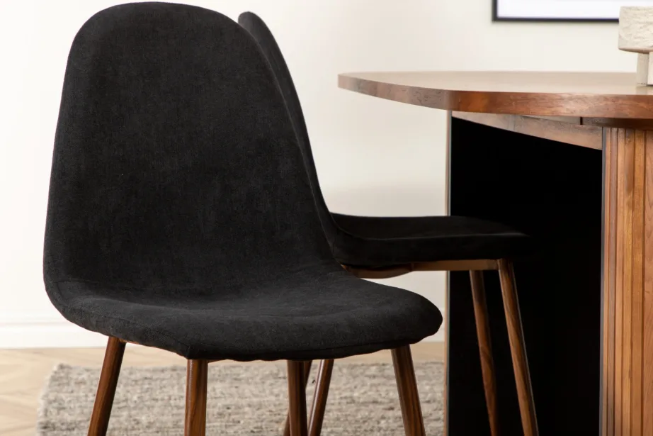 Ovaalne pähklispooniga söögilaud Bianca ja 6 musta Polar tooli, GR22186 – 8