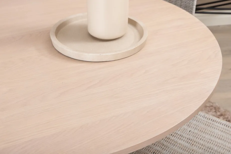 Ümmargune söögilaud Bianca valge peitsiga, 110cm + rotangist tool, GR22212 – 5