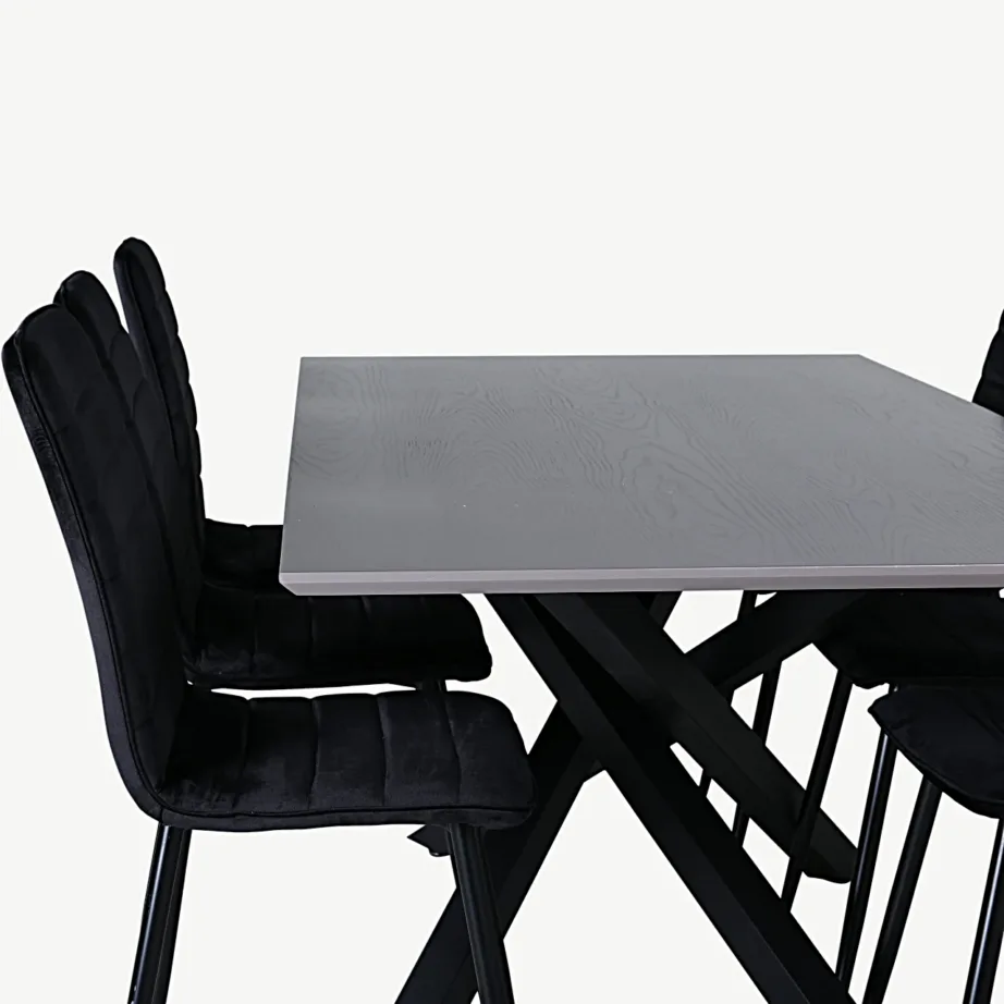 Hall ristkülikukujuline söögilaud Piazza ja mustad sametist Windu toolid, GR22267 – 3