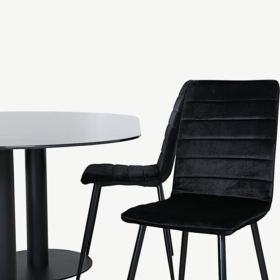 Pillani ovaalne söögilauakomplekt musta klaasplaadi ja samettoolidega, GR22372 – 3