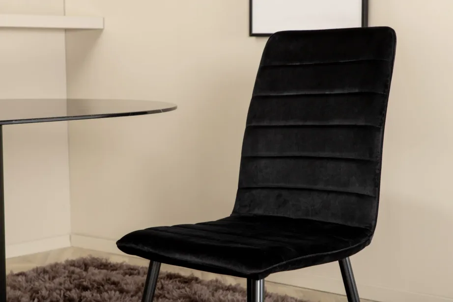 Pillani ovaalne söögilauakomplekt musta klaasplaadi ja samettoolidega, GR22372 – 7