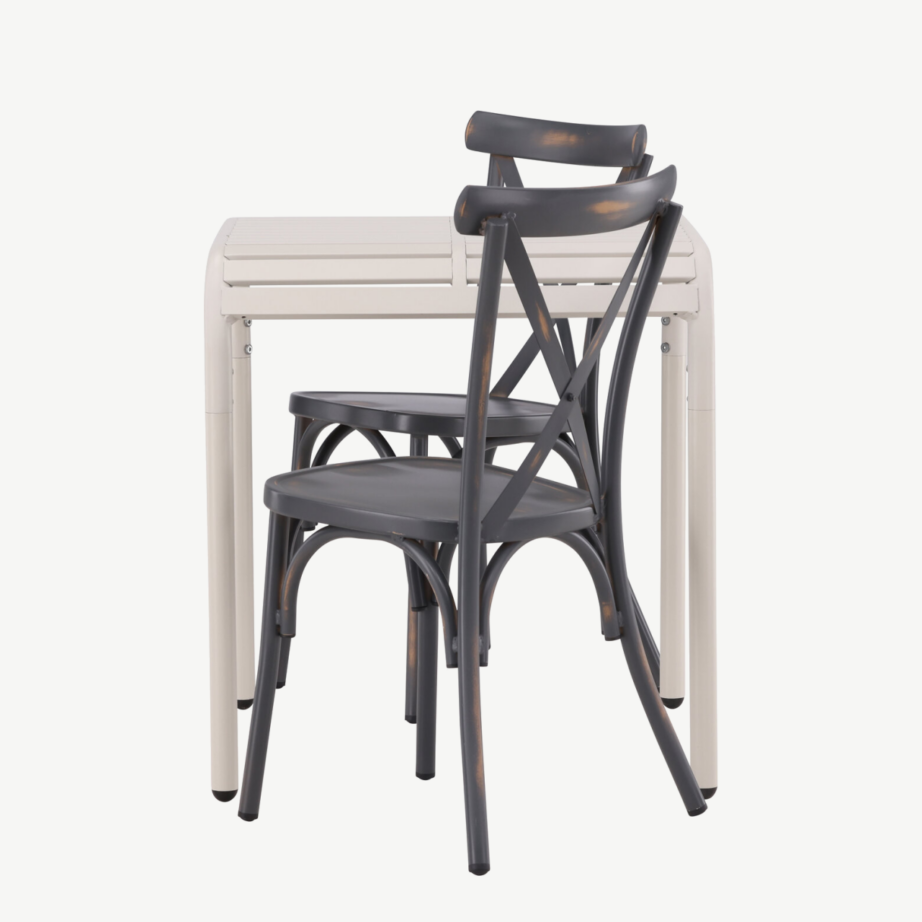 Borneo alumiiniumist söögikomplekt õue, beež laud ja tumehall tool, GR23320 – 7