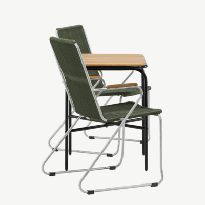 Ristkülikukujuline aiamööblikomplekt Holmbeck (akaatsiapuit, must teras, roheline köisiste) - GR23384