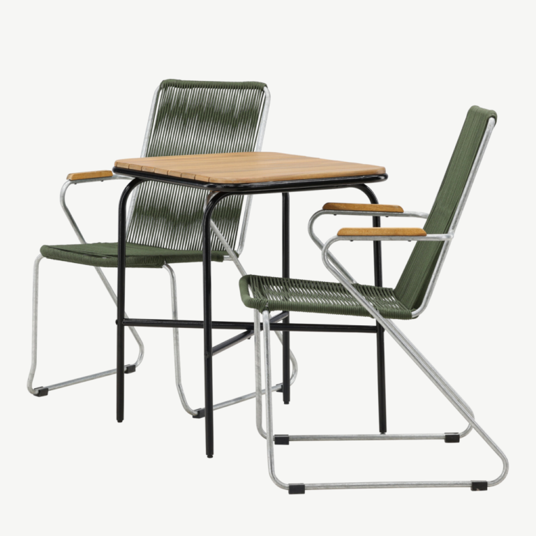 Ristkülikukujuline aiamööblikomplekt Holmbeck (akaatsiapuit, must teras, roheline köisiste) - GR23384