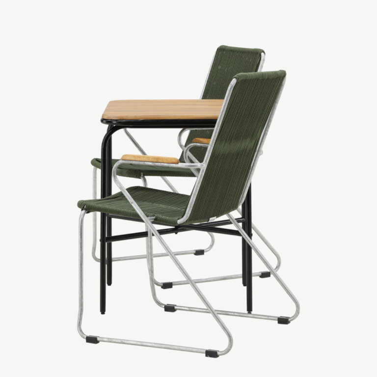 Ristkülikukujuline aiamööblikomplekt Holmbeck (akaatsiapuit, must teras, roheline köisiste) - GR23384