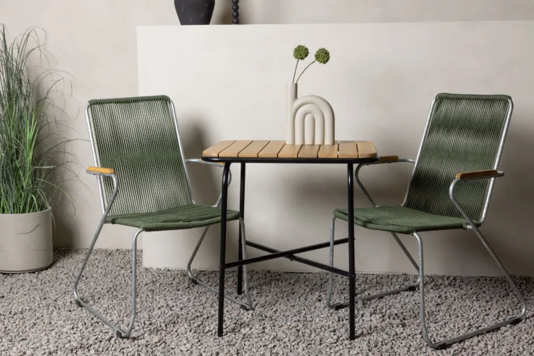Ristkülikukujuline aiamööblikomplekt Holmbeck (akaatsiapuit, must teras, roheline köisiste) - GR23384