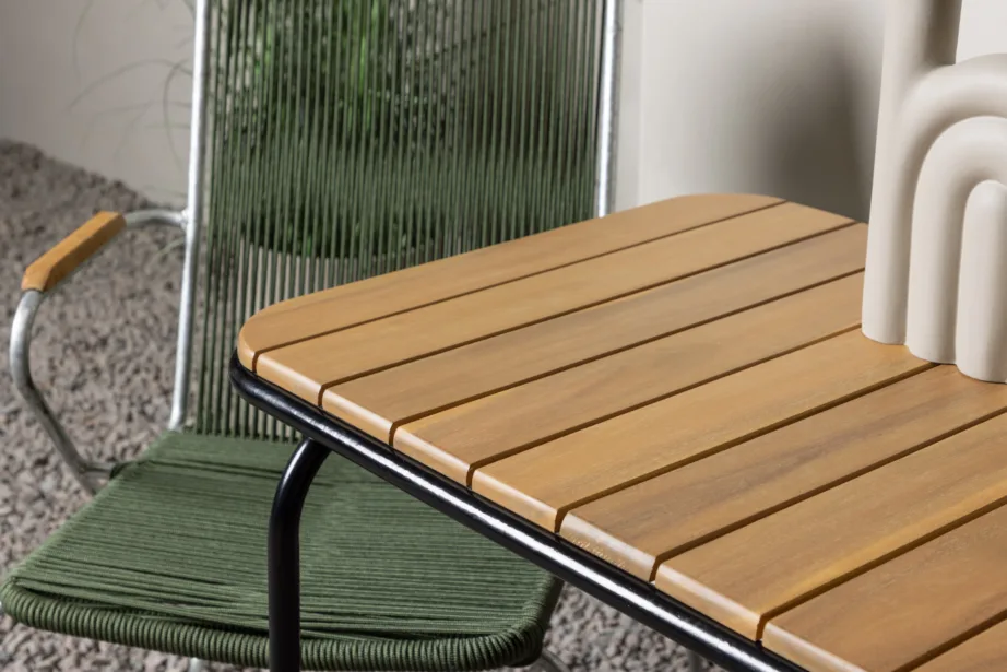 Ristkülikukujuline aiamööblikomplekt Holmbeck (akaatsiapuit, must teras, roheline köisiste), GR23384 – 10