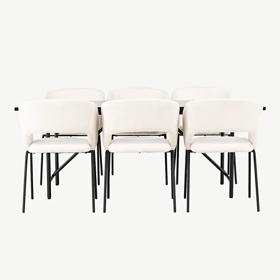 Söögitoakomplekt Astrid – must söögilaud murdvalgete Day toolidega, GR23510 – 2