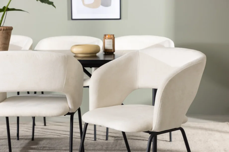 Söögitoakomplekt Astrid – must söögilaud murdvalgete Day toolidega, GR23510 – 6