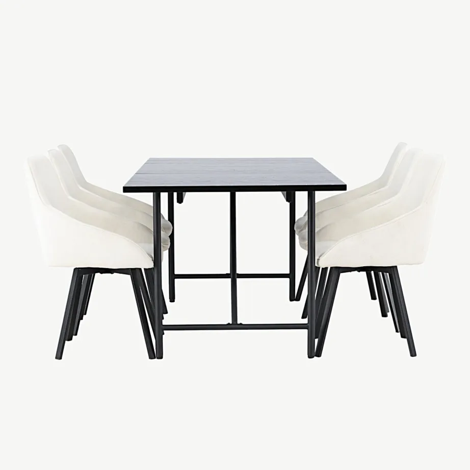 Must söögilauakomplekt Astrid beežide Rosie toolidega (6 tk), MDF ja teras, GR23513 – 3