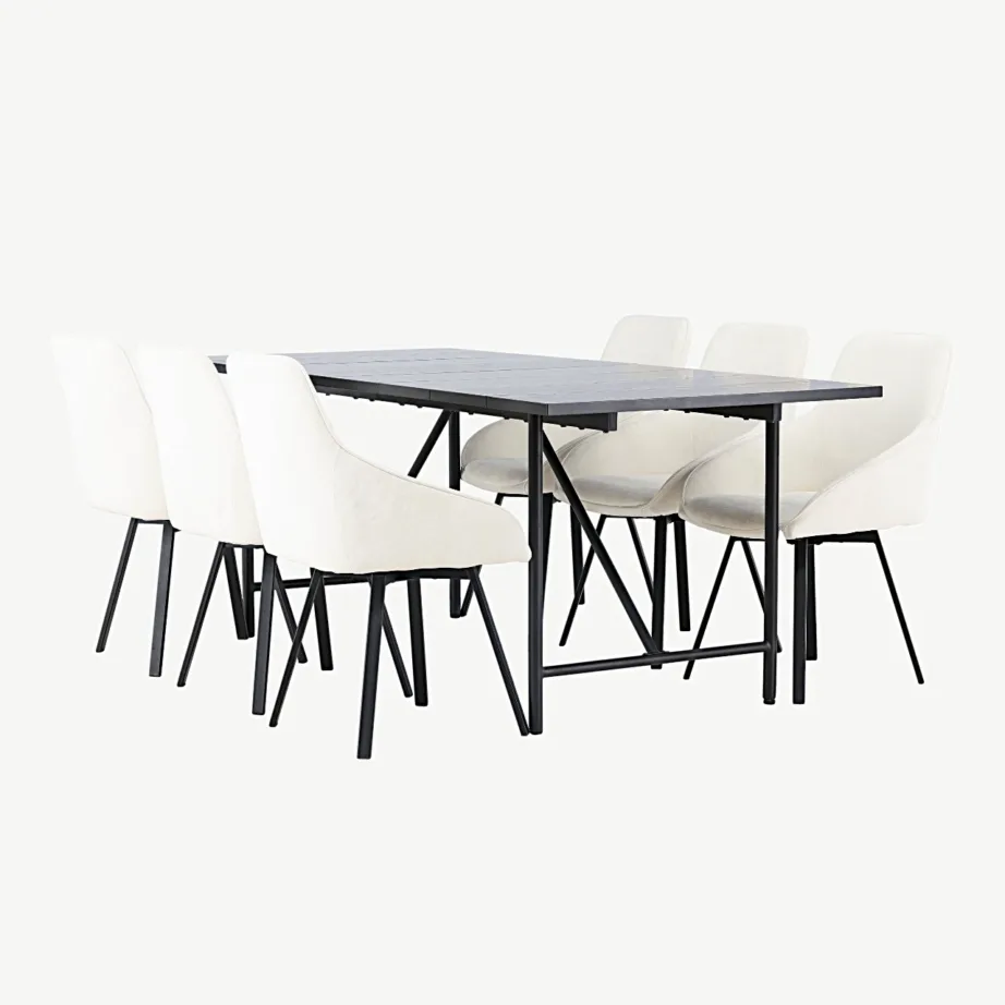 Must söögilauakomplekt Astrid beežide Rosie toolidega (6 tk), MDF ja teras, GR23513 – 4