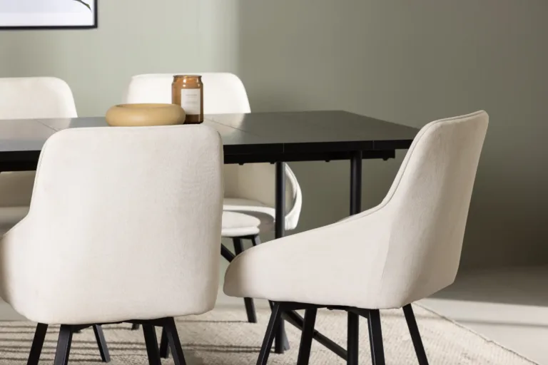 Must söögilauakomplekt Astrid beežide Rosie toolidega (6 tk), MDF ja teras - GR23513