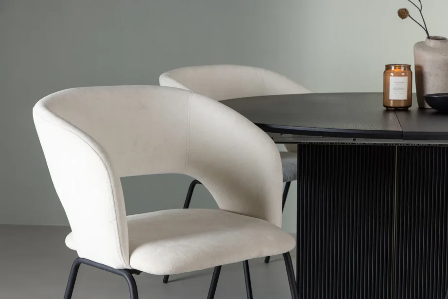 Ümmargune pikendatav söögilaud Matilda ja Day söögitoolid (must/murdvalge, 4 tooli), GR23532 – 6