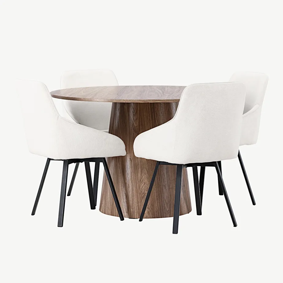 Ümmargune söögilauakomplekt Lanzoga ja beežide Rosie tugitoolidega, GR23563 – 3