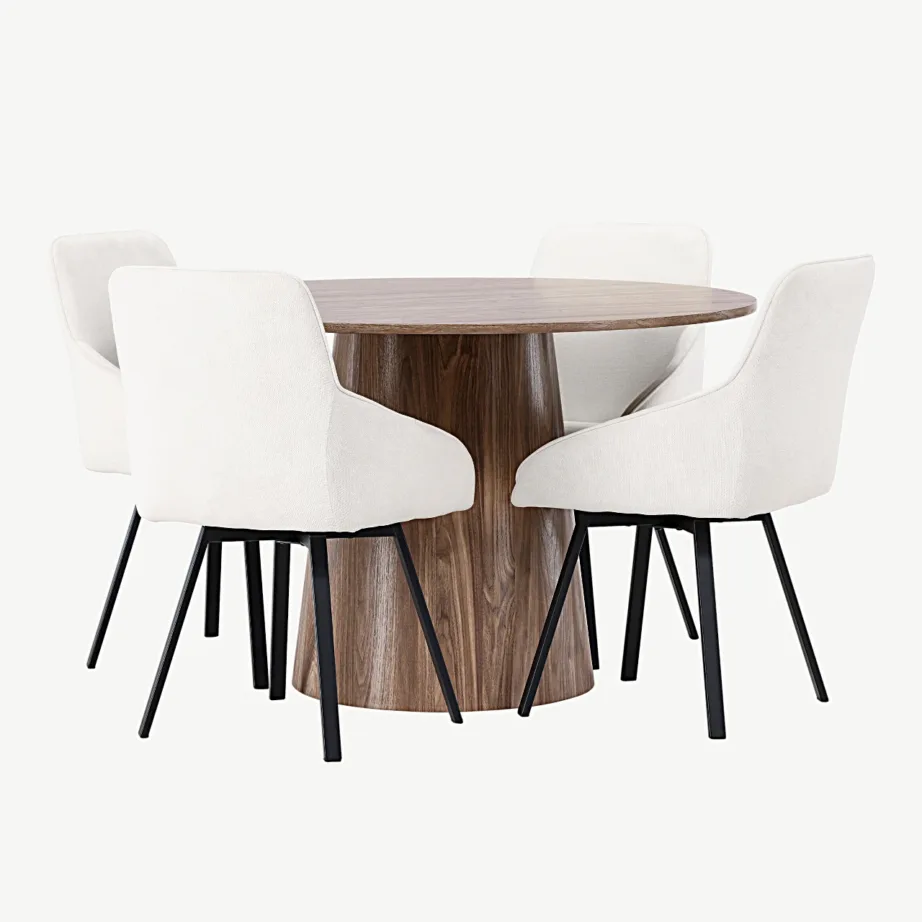 Ümmargune söögilauakomplekt Lanzoga ja beežide Rosie tugitoolidega, GR23563 – 5