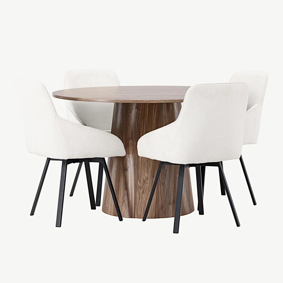 Ümmargune söögilauakomplekt Lanzoga ja beežide Rosie tugitoolidega, GR23563 – 6