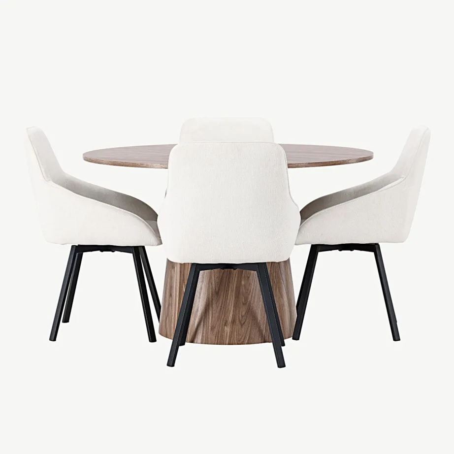 Ümmargune söögilauakomplekt Lanzoga ja beežide Rosie tugitoolidega, GR23563 – 7