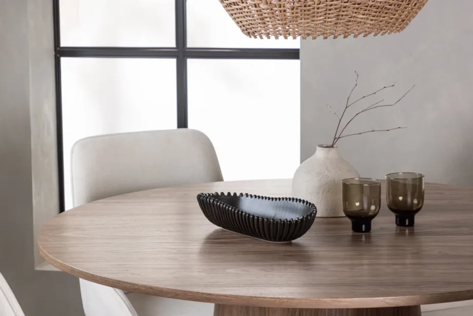 Ümmargune söögilauakomplekt Lanzoga ja beežide Rosie tugitoolidega, GR23563 – 10