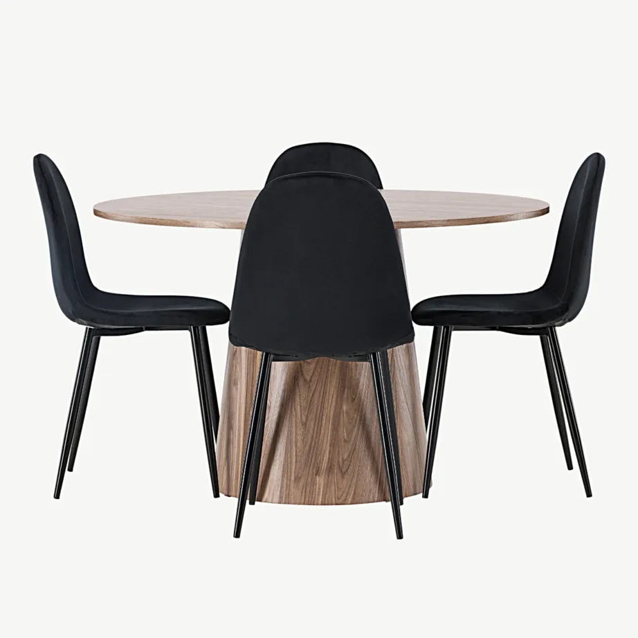 Ümmargune söögilauakomplekt Lanzo ja mustad velvetist toolid Polar (MDF, ø120 cm), GR23572 - 7