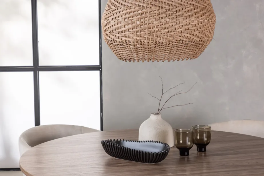 Ümmargune MDF-söögilauakomplekt Lanzo beežide samettoolidega Berit, GR23573 – 10