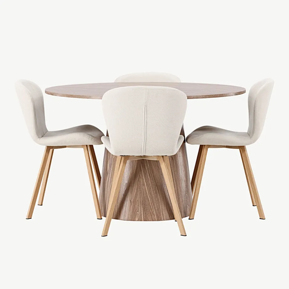 Ümmargune söögilauakomplekt Lanzo MDF-lauaga ja beežide Lilja toolidega (⌀120 cm), GR23574 – 2