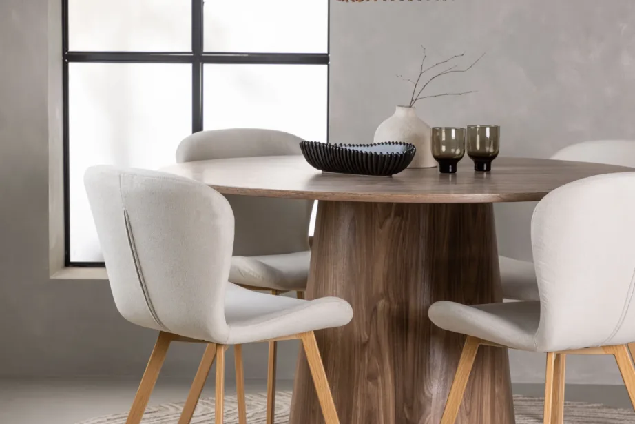 Ümmargune söögilauakomplekt Lanzo MDF-lauaga ja beežide Lilja toolidega (⌀120 cm), GR23574 – 9