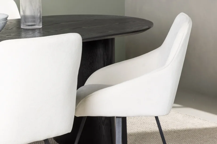 Ovaalse musta MDF-söögilaua ja beežide Rosie toolide komplekt (4 tooli) Isolde, GR23616 – 9