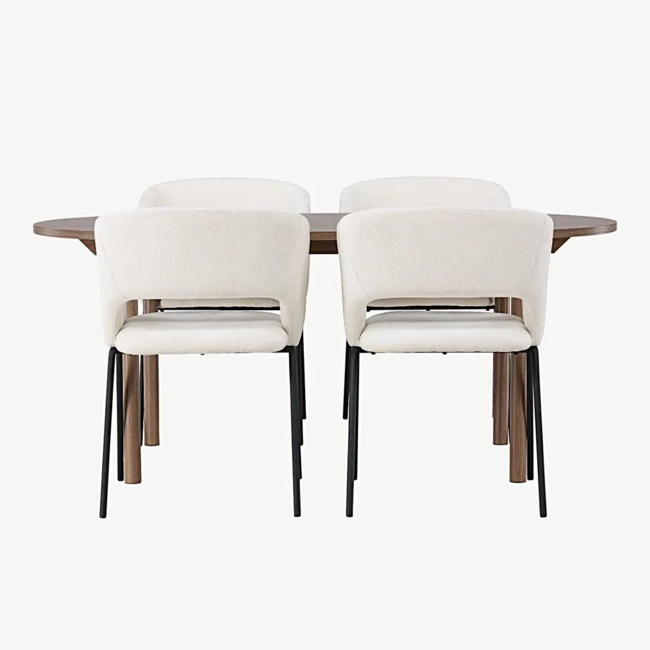 Ovaalne söögikomplekt Andy murdvalgete polsterdatud toolidega, 4 tk, GR23667 – 2