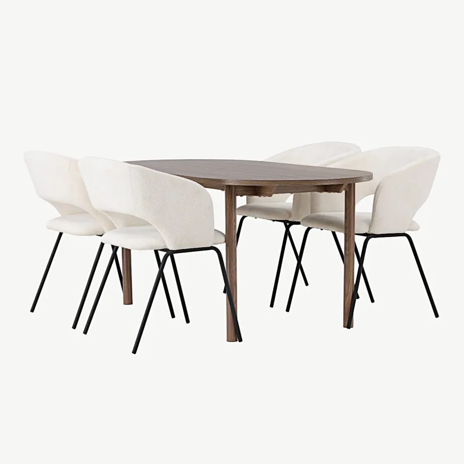 Ovaalne söögikomplekt Andy murdvalgete polsterdatud toolidega, 4 tk, GR23667 – 4