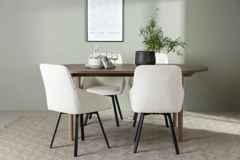 Ovaalne söögilauakomplekt Andy koos 4 beeži Rosie tooliga (MDF, mustad metalljalad) - GR23670