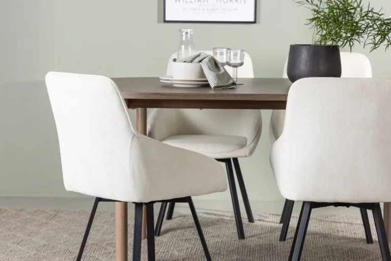 Ovaalne söögilauakomplekt Andy koos 4 beeži Rosie tooliga (MDF, mustad metalljalad) - GR23670