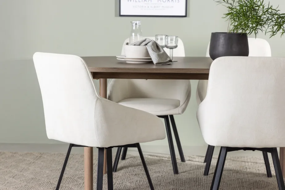 Ovaalne söögilauakomplekt Andy koos 4 beeži Rosie tooliga (MDF, mustad metalljalad), GR23670 – 6