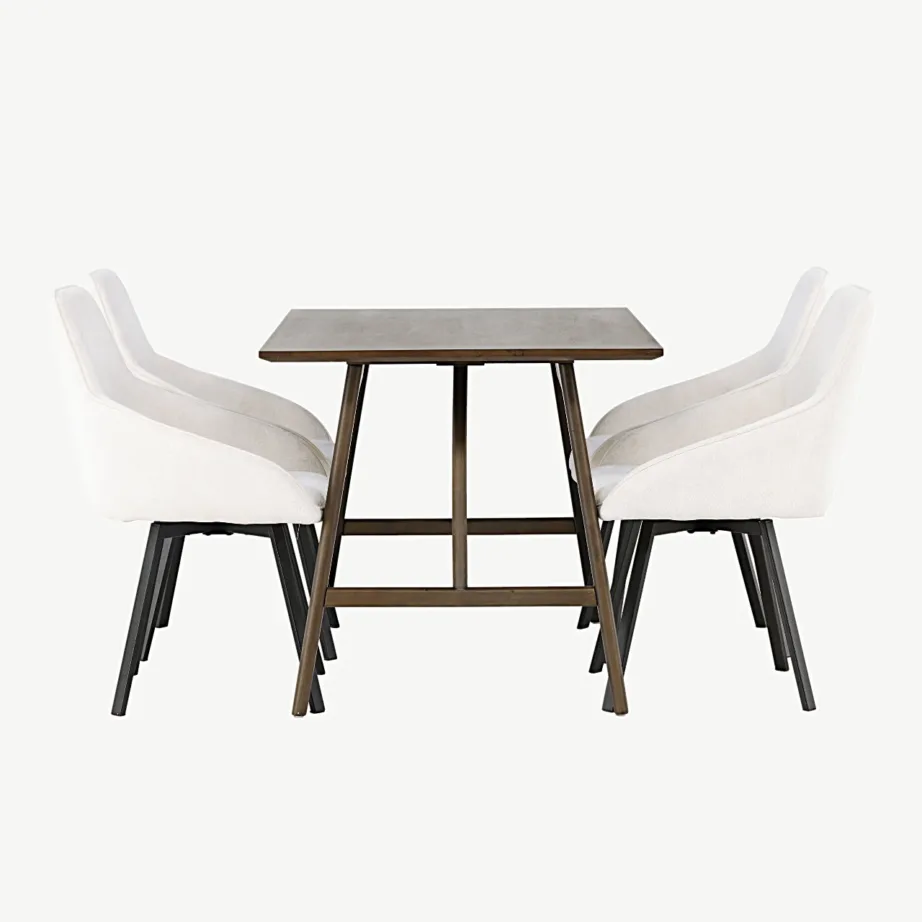 Söögikomplekt Kaseindoni laud ja beežid Rosie toolid (kummipuit, tumepruun, 120 × 80 cm), GR23869 – 3
