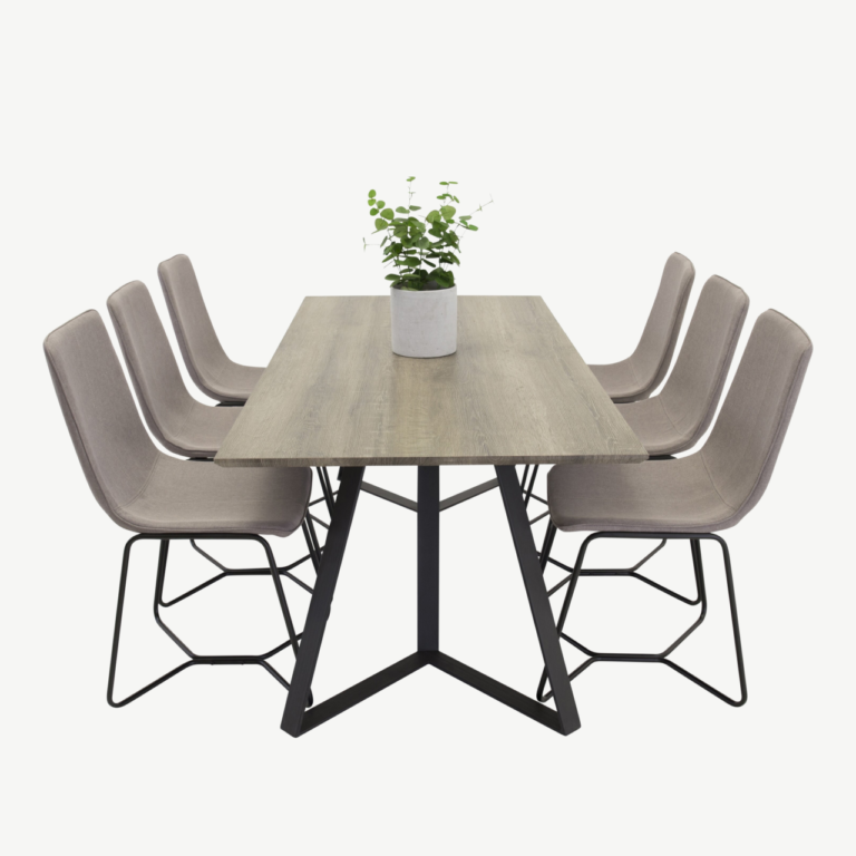 Marina ristkülikukujuline hall söögilauakomplekt kuuele (MDF laud ja 6 X-tooli) - GR542